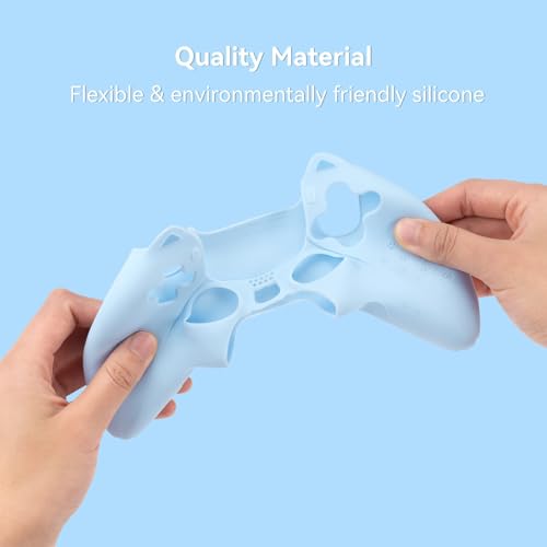 Image of GeekShare Cute Cat Paw PS5 Controller Skin Set Anti-Slip Silicone Protective Cover Skin Case for PS5 Wireless Controller with 2 Thumb Grip Caps and 1 Sticker (Blue)