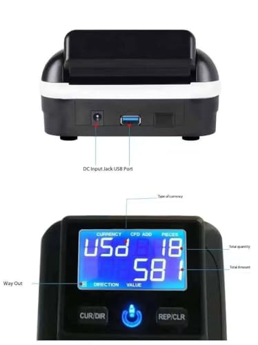 Rilevatore portatile di valuta falsa con display, rilevamento magnetico per USD ed euro - Lettore di banconote accurato e macchina di conteggio