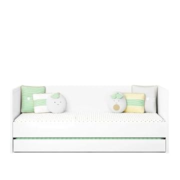 Cama Babá Infantil com Encosto e Cama Auxiliar Coleção Wood Divicar MDF e Madeira Maciça Design Moderno com Acabamento Laqueado UV Branco Acetinado (Branco)