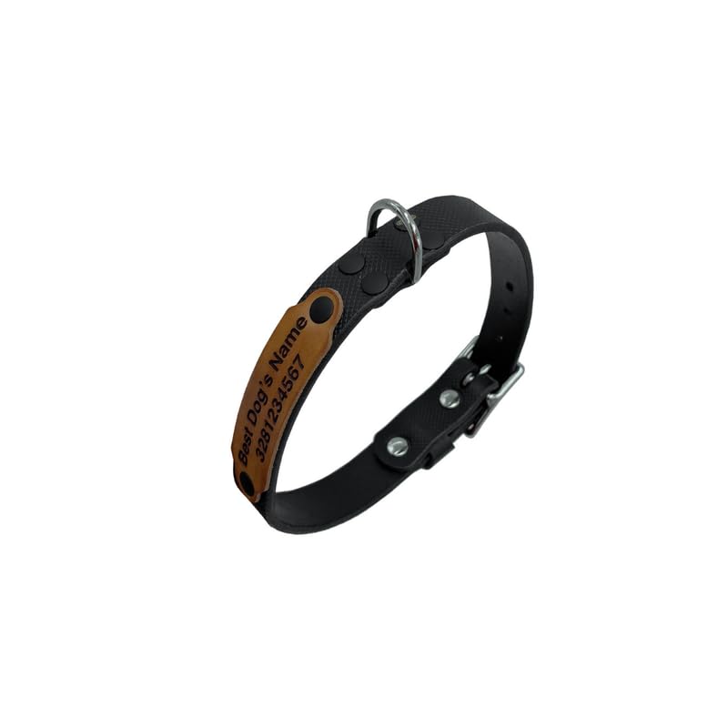 ENDS CUOIO Collare Cane Personalizzabile in Pelle Vero Cuoio, Collare Personalizzabile per Taglia Cane Piccola Media Grande, Lunghezza Regolabile - 100% Made in Italy (L, Nero Rev)