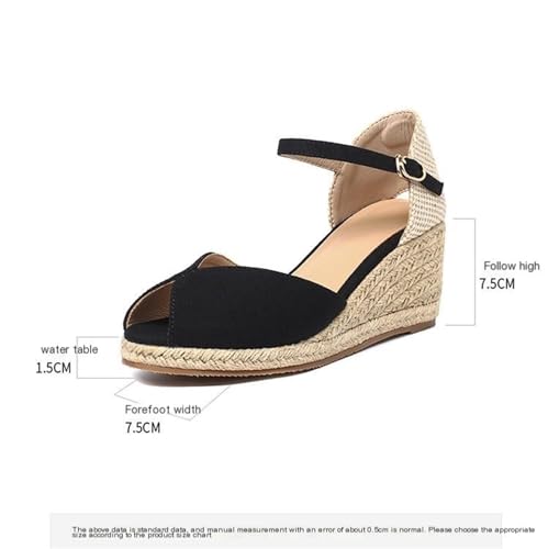 Elegance Canvas Wedges Peep Toe Sandals Shoes Women4