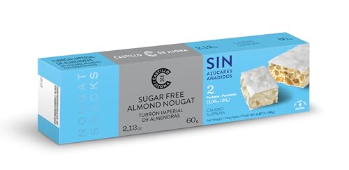 Castillo de Jijona Imperial Nougron Snack ohne Zucker, 60 g, Snacks de Nougat, ausgewählte Mandel, glutenfrei, hochwertige Qualität, handwerkliches Rezept, Spanien (Jijona)