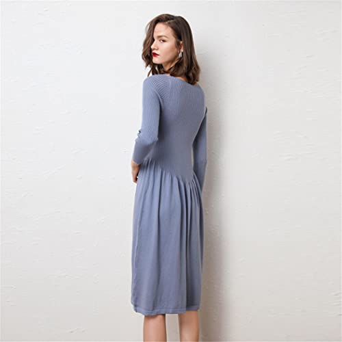 Robe longue cachemire noir col rond fluide et chic automne - 3