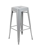 Flash Furniture Lily 30' High Metal Indoor Bar Stool in Silver - Stackable Set of 4