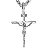 LIFETIME JEWELRY Classic Cross Necklace for Men & Women 24k Real Gold Plated (White Gold Crucifix & Chain)