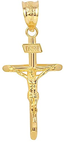 10K Yellow Gold 1.2" INRI Cruc…