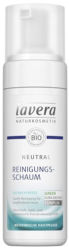 lavera Neutral Reinigungsschaum - Bio Nachtkerze - Sanfte Gesichtsreinigung - empfindliche Haut - Neurodermitis - Medizinische Hautpflege - vegan - Bio Pflanzenwirkstoffe - Naturkosmetik - 150 ml