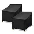 WLEAFJ Outdoor Chair Covers Waterproof, Black Lawn Patio Furniture Covers, Heavy Duty Wicker Garden Sofa Chair Cover, 2 Pack - 30" W x 37" D x 31" H