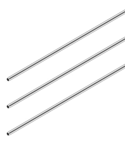 FUGLUS 3Pcs tubos redondos de acero inoxidable, tubo recto metal sin costuras 304 de 4 mm diámetro exterior 0,5 mm grosor de pared 300 mm de longitud, tubo recto de metal sin costuras industrial