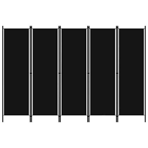 Séparateur de pièce noir pliable 250 x 180 cm avec tissu paravent brise-vue
