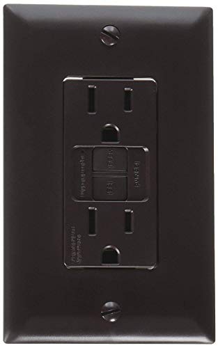 RV Designer S805, Dual GFCI Outlet with Cover Plate, Brown,