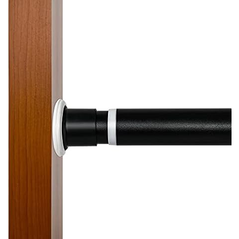 Ginbel Direct Tension Curtain Rod 122 to 157 Inches, 1.26" Diameter Spring Adjustable Curtains Rods Long Large Pole for Windows Door Bathroom Patio Outdoor No Drilling, Black Cover