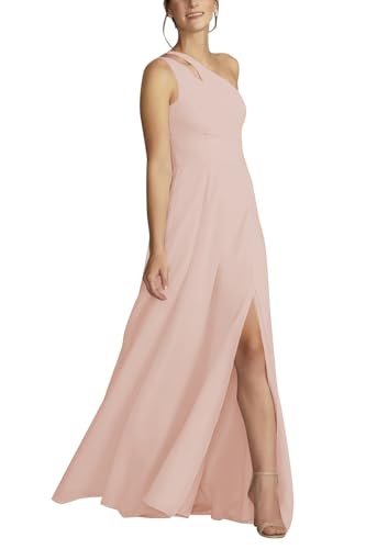 Rjer One Shoulder Bridesmaid Dress 2025 Solid A-Line Long Chiffon Formal Evening Dress for Women