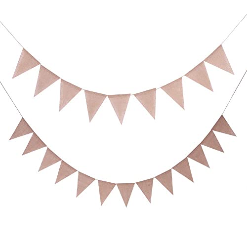 Banner di stamina di lino, Ghirlande, festoni e coriandoli Striscioni con 48pcs bandiere matrimonio festa di compleanno vacanza baby shower celebrazione decorazione fai da te