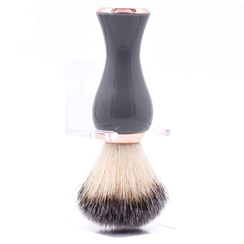 Parker Safety Razor Premium Synthetic Bristle Shaving Brush With Stand – Super Soft Bristles For Sensitive Skin – Deluxe Gray And Rose Gold Handle – Shaving Brush For Men & Women #TOP1