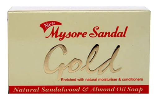 Mysore Sandal Gold Soap, 125 Grams Per Unit (Pack of 10) - Grade 1 Soap - TFM 80% - Zero Dryness