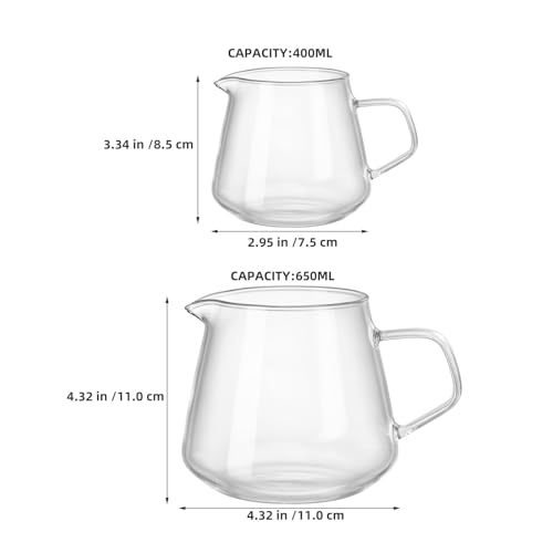 Jarra de vidrio para café sin derrames, juego termo-resistente de 400ml y 650ml 3