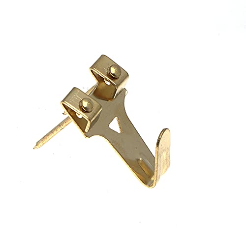 Ganci per Appendere Tele TIMESETL 100 Pezzi Gancio Foto per Cornice Oro, Ganci per Quadri Muro Aggancio Quadro con 200 Pezzi Viti per Gancio per Dente di Sega, Doppio Foro per Vite