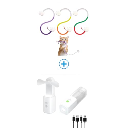 3 Cat Catnip Toys & 2 Rechargeable Flashlight with Fan, 2in1 Mini Handheld Fan with Light, Pocket USB-C Rechargeable Hand Fan, Portable Fan Cooling and Lighting Solution for Summer Travel, Camping -  SEVENKA