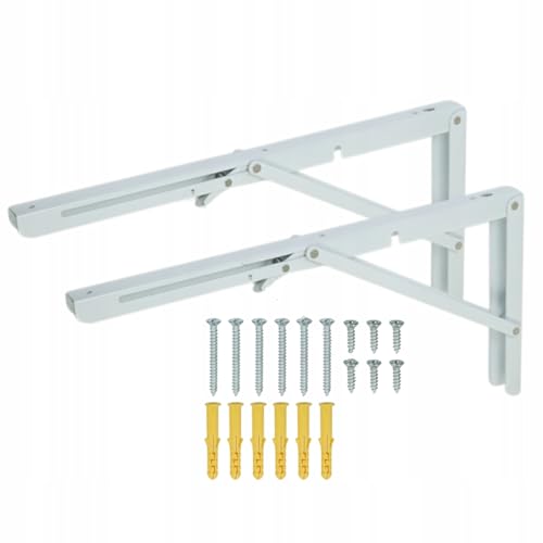 PlayPals Furniture Mesa plegable de pared, 50 x 70 cm, color blanco con soportes blancos, mesa plegable para ahorrar espacio, escritorio pequeño - imagen 5