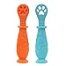 Eco Nature World Cucharas o Precucharas de Bebe para Aprendizaje con Cubiertos de Silicona Especial para Pures con Ventosa. (Naranja-Azul-V)