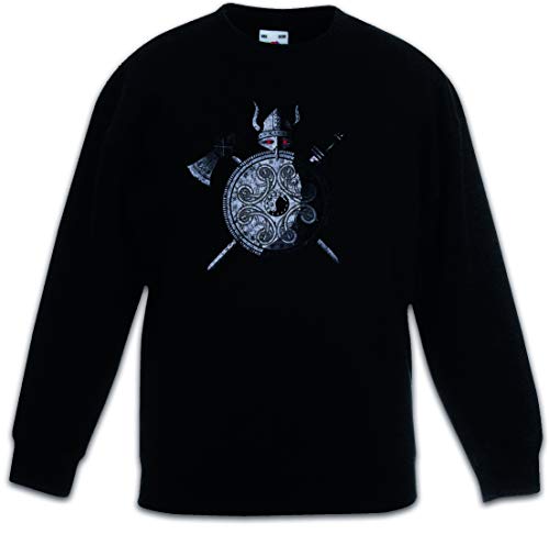 Sweat-shirt Viking enfant noir à capuche pull guerrier scandinave pour garçon