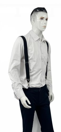 Image of Mens Suspenders with 3 Swivel Hooks Belt Loops 1.4 Inch Wide Heavy Duty Adjustable Braces