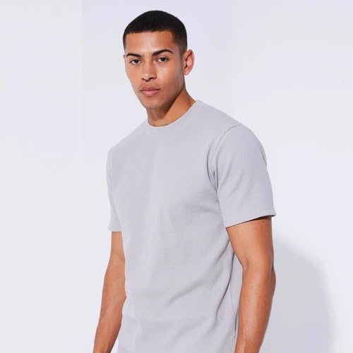 Image of Half Sleeve Oversized Tshirt for Men, Round Neck Longline Drop Shoulder | Wuffle Fabric T-Shirt