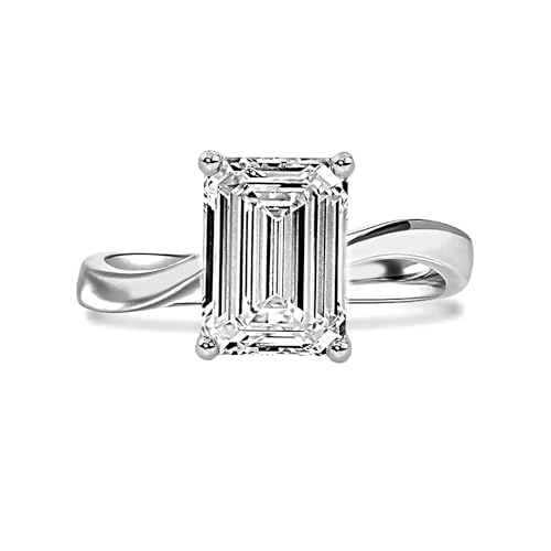 1-3 Carat Lab Grown Emerald Cut IGI CERTIFIED Diamond Engagement Ring Wedding Ring 10K 14K 18K Gold Engraved Name Rings (D Color VS-VVS)