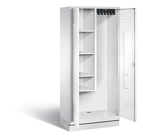 Preisvergleich Produktbild Putzmittel-Spind Classic auf Sockel, 2 Abteile, H1850xB610xT500mm