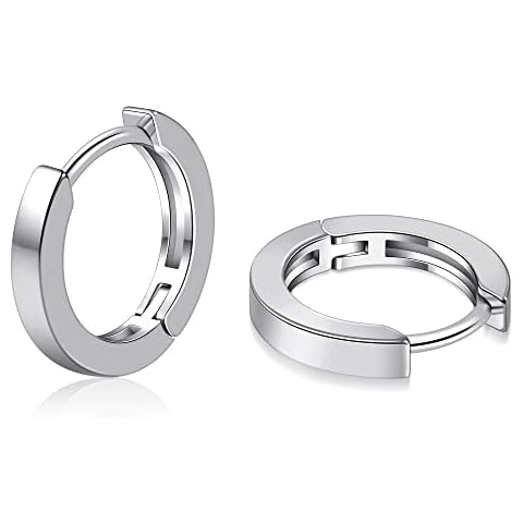 micuco Small Silver Hoop Earrings for Women Huggie Earrings for Men 8mm Silver Hoops Cartlidge Earrings for Women Cover