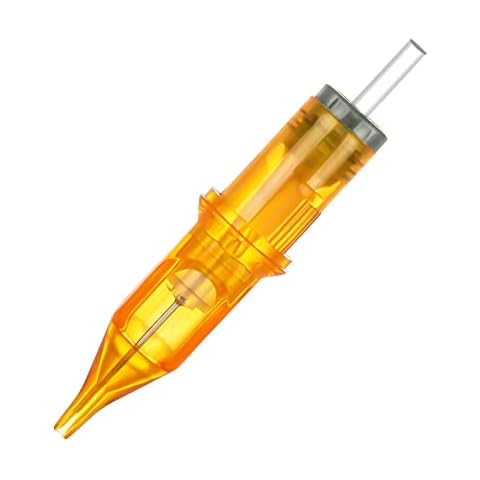 Tattoo Cartridge Needles, ATOMUS 10pcs 1RL 3RL 5RL 7RL 9RL Round Liner Disposable Tattoo Needle for Pen Rotary Machine Tattoo Supplies (Yellow 5RL 10pcs) Cover