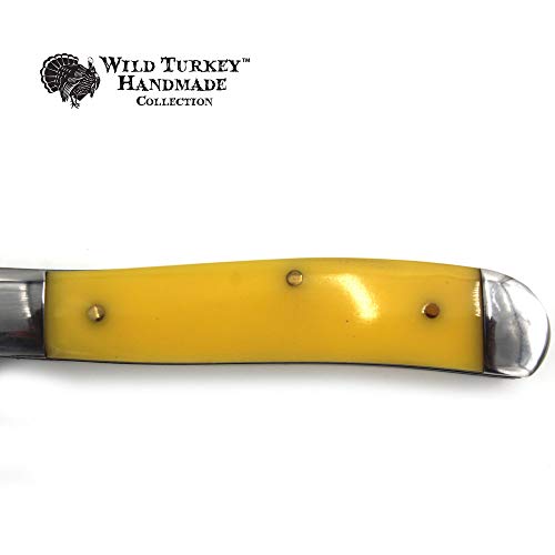 Wild Turkey Handmade Gentleman's Trapper Design Folding Pocket Collectors Knife Edc Slim Sleek Design (Yellow) #TOP3