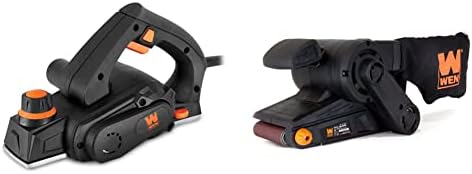 WEN 6528 3.8-Amp Electric Hand Planer, 2-3/8-Inch & 6321 7-Amp 3 in. x 21 in. Corded Belt Sander with Dust Bag , Black