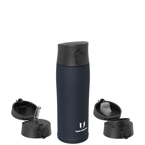 Super Sparrow Borraccia Termica, Acciaio Inox Bottiglia Termica - 500ml - Senza BPA Termos, Borracce Termiche Bambini - Include 2 Coperchi con Cannuccia e Coperchio Sportivo - Immagine 1