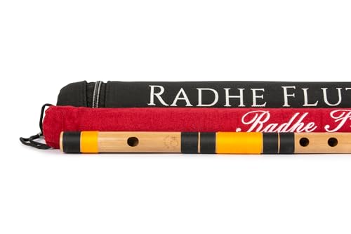 Radhe Flutes Bamboo Bansuri C Sharp Right Handed Middle Octave (18 inch) With Hard Cover & Mineral Oil
