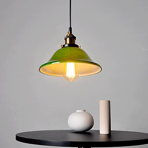 Lustre en verre vert émeraude RLKHXBS style vintage pour salon et chambre