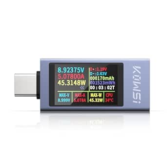 USB C Tester Messgerät Typ-C Multimeter Digital, 4-30V 0-12A PD Voltmeter Power Meter Kapazität Spannungsprüfer Strommessgerät, USB Leistungskapazität Detektor (KWS-2303C)