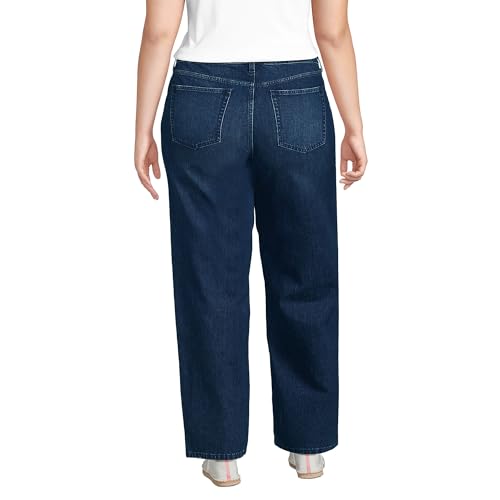 Lands' End Women's Petite Soft Denim Mid Rise Relaxed Straight Leg Jeans2