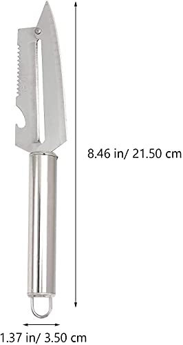 Image of 4 in 1 Stainless Steel Vegetable Peeler with Knife, Bottle Opener & Serrated Edge, Multipurpose Fruit and Vegetable Peeling Tool with Hanging Loop, Kitchen Peeler