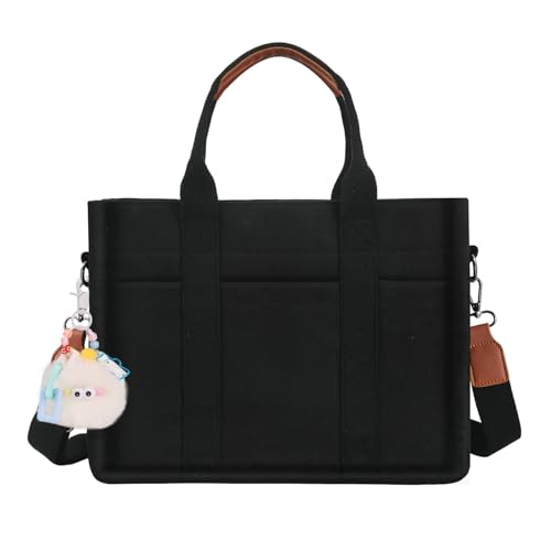 Image of BECOJADDE Structured Canvas Tote Bag for Women, Multi-Compartment Zippered Purse for Work Bible Travel
