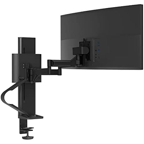 Ergotron – Trace™ Single Monitor Arm, VESA Desk Mount – for Monitors Up to 38 Inches, 6.5 to 21.5 lbs – Matte Black