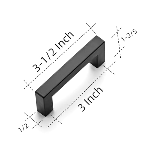 Image of Ravinte 3 Pack 3 Inch Square Cabinet Handles - Matte Black Drawer Pulls - Kitchen Hardware Handles
