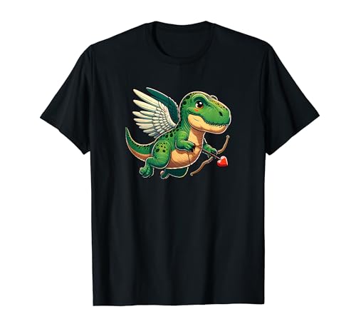 T-rex Dinosaurio San Valentín Cupido Corazón Amante Divertido Niños Niñas Camiseta