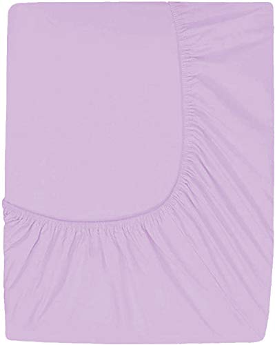 Image of Sweet Dream's 750 Collection Egyptian Cotton Fitted Bedsheet 4 to 12 Inch Matress 15 inch Drop Single Bed (30x72) + 1 Pillow Covers (18x28), Levender