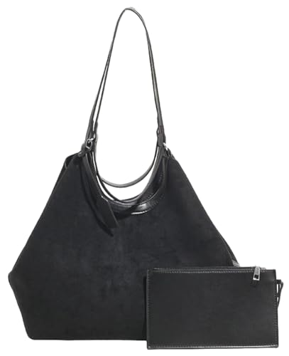 Suede Bucket Tote for Women Suede Bag Hobo Handbag Top Handle Work Office Travel Purse Casual Slouchy Shoulder Bags