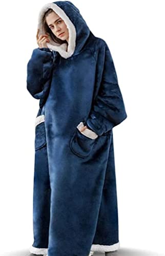 Seogva Extra Long Wearable Blanket Hoodie Oversized Sweatshirt and Super Warm Cozy Giant Hooded Blanket Thick Flannel with Sleeves Pocket for Women Men