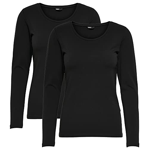 ONLY Longsleeve Damen-Shirt in Schwarz, 15240036 Oberteil aus 95% Baumwolle...
