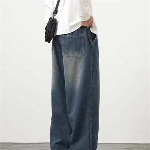 Men's Plus Size Baggy Jeans – Straight Wide Cargo Denim Pants, Elastic Waist Casual Streetwear3