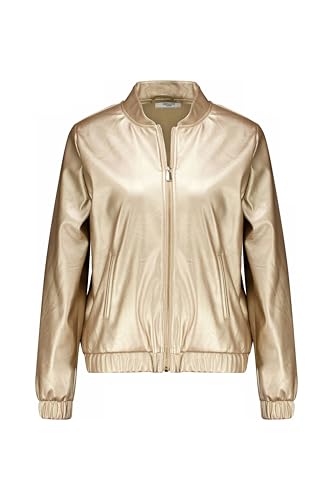Deeluxe LUIZA - Chaqueta para mujer, efecto metalizado de moda, estilo sportwear con cierre de cremallera, acabado acanalado, cuello y puños/cintura, dorado, L